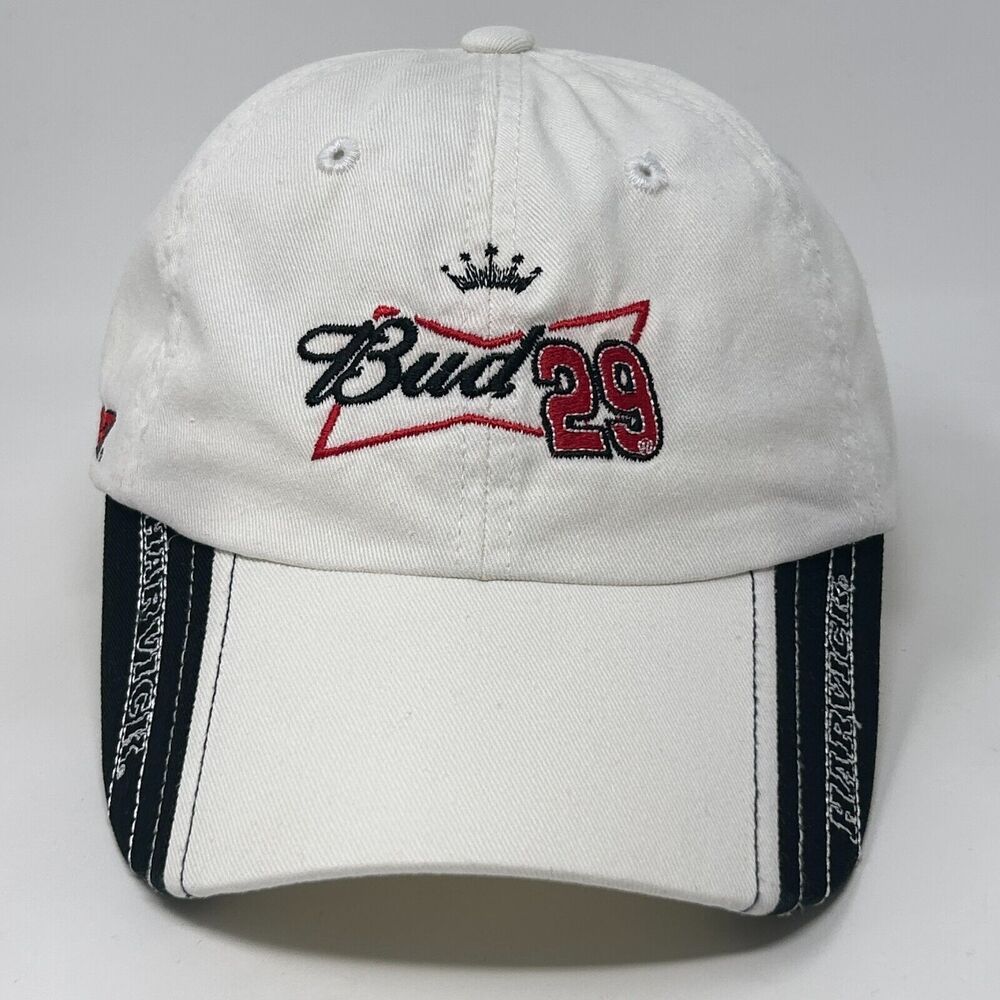 Budweiser Kevin Harvick NASCAR Dad Hat Baseball Cap Auto Racing Strapback White